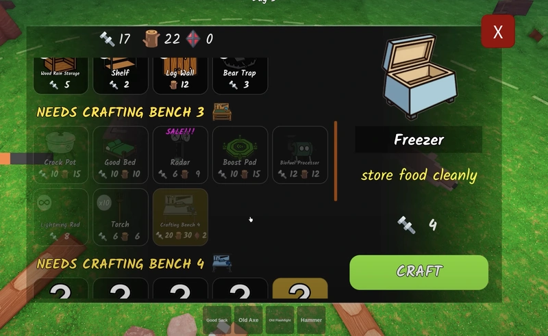 Tổng hợp tất cả công thức chế tạo trong 99 Nights 2 Công thức chế tạo trong 99 Nights in the forest