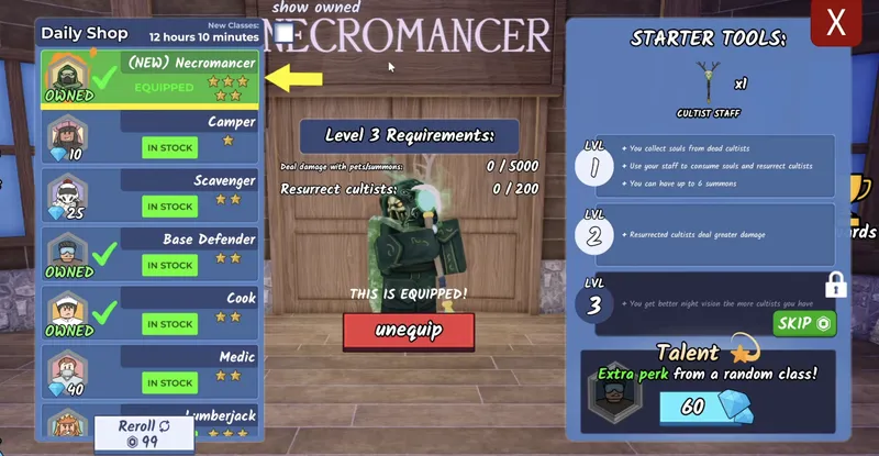 Đánh giá Class Necromancer 99 Nights: Có nên mua với 600 Kim cương? 2 Đánh giá Class Necromancer 99 Nights